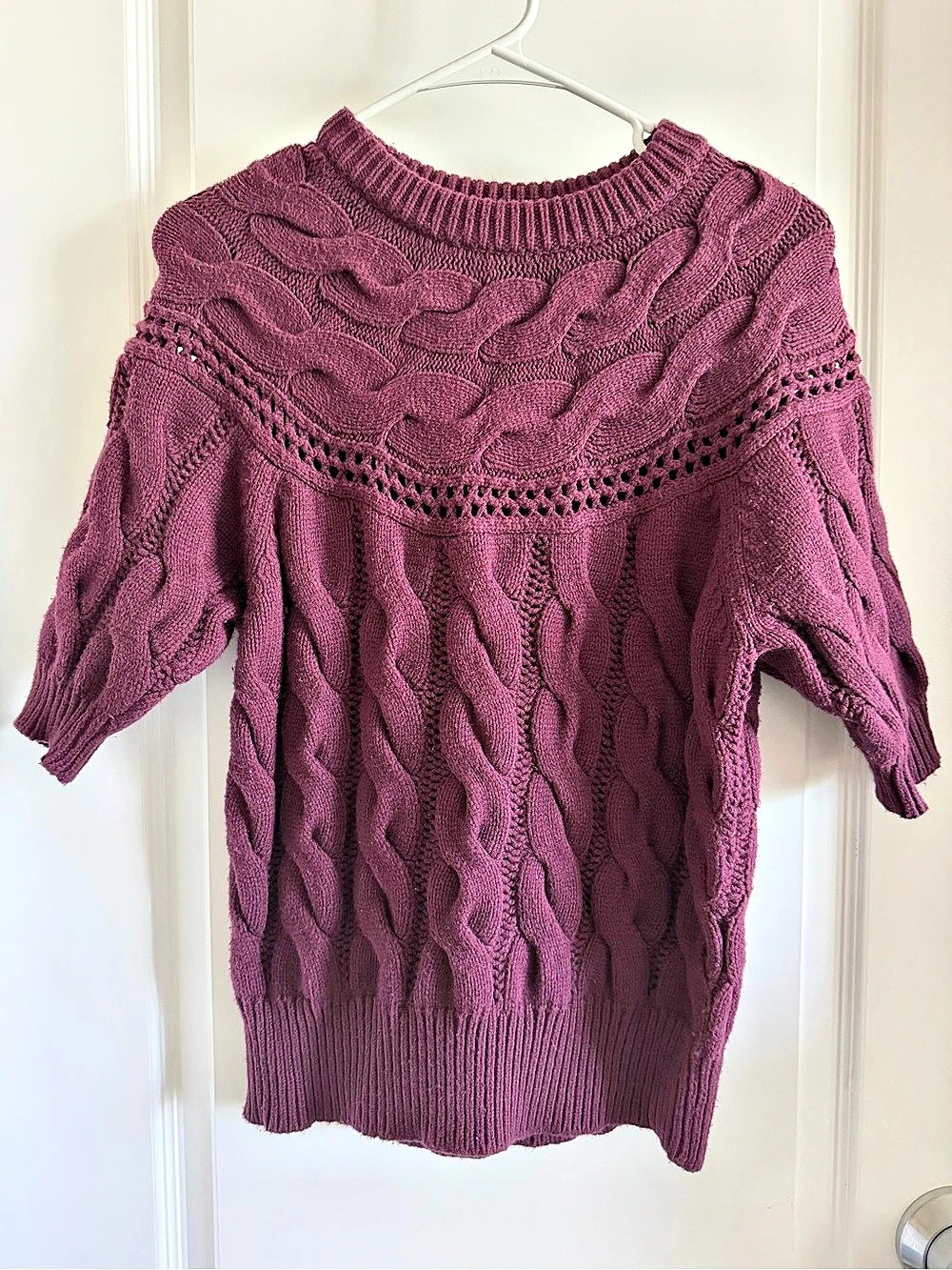Ann Taylor Cable Knit Crewneck Sweater in Purple Size Small
